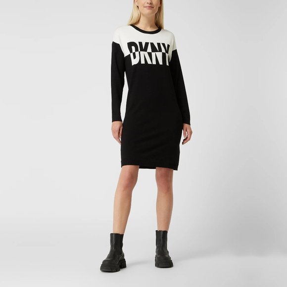 NEW DKNY Knitted dress Black and white with DKNY Logo, Size S - Picture 1 of 16
